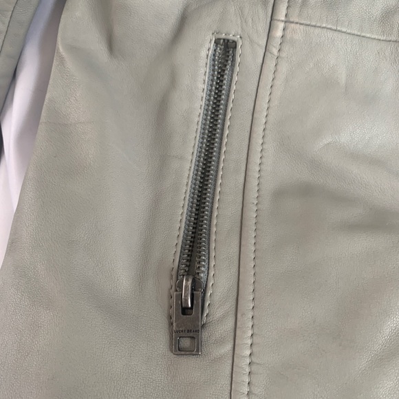 Lucky brand grey motocross leather jacket sz small - Picture 4 of 8